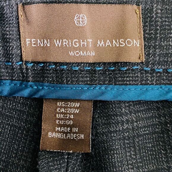 Womens 20W‎ Fenn Wright Manson Dress Pants Charcoal Gray Plaid 32" Inseam - Picture 4 of 5